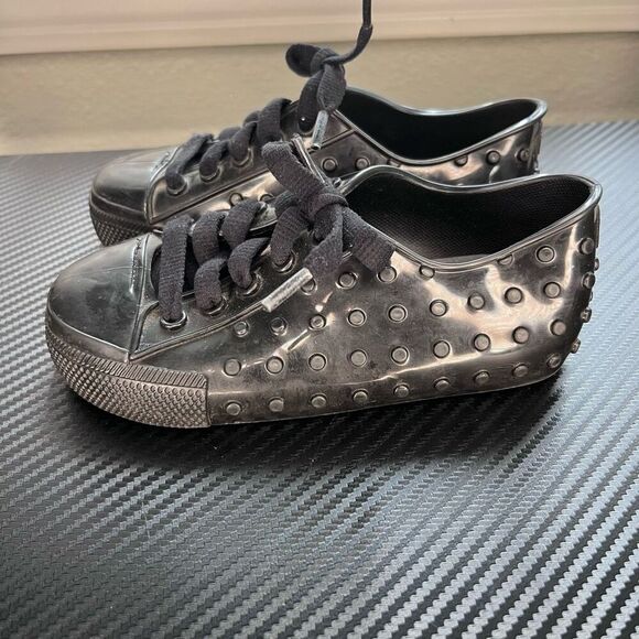 Mini Melissa Black Rubber Studded Sneakers Toddler Size 10 - Picture 1 of 7